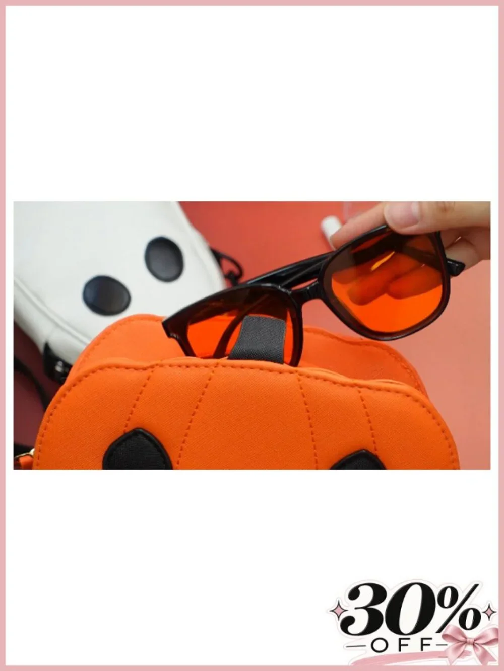 2-Pack Halloween Crossbody Bags PU Leather Pumpkin Ghost Purse Set